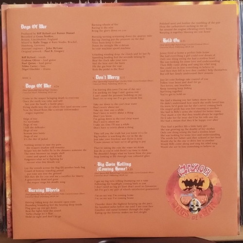 Saxon Dogs Of War LP 2016 like new, rare orange vinyl
