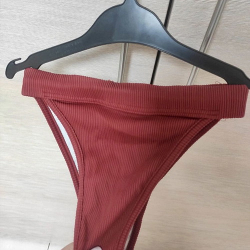 Decoro bikini set ribbed high waist swimwear new, wine red