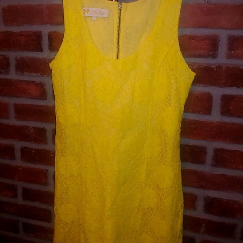 Zic Zac mini dress with lace like new, canary yellow, size S