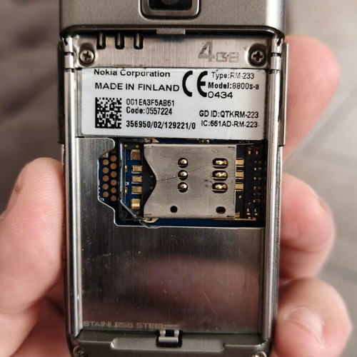 Nokia 8800 Carbon Arte used, silver, no battery included