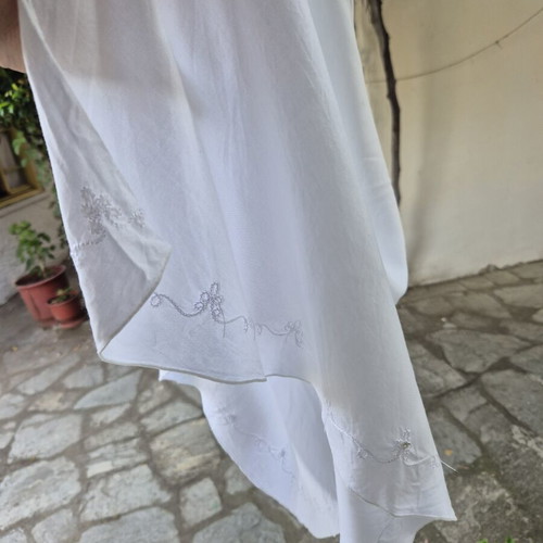 Cotton dress with adjustable straps like new, white, embroidered sequins