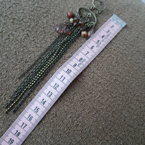 Ethnic handmade single earring like new with long chains and stones