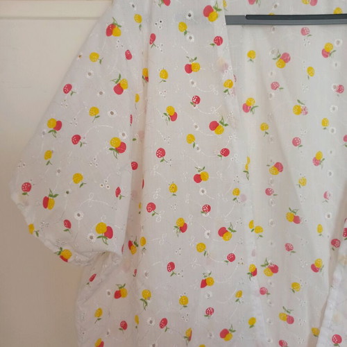 White Broderie Shirt with Fruit Print One Size like new