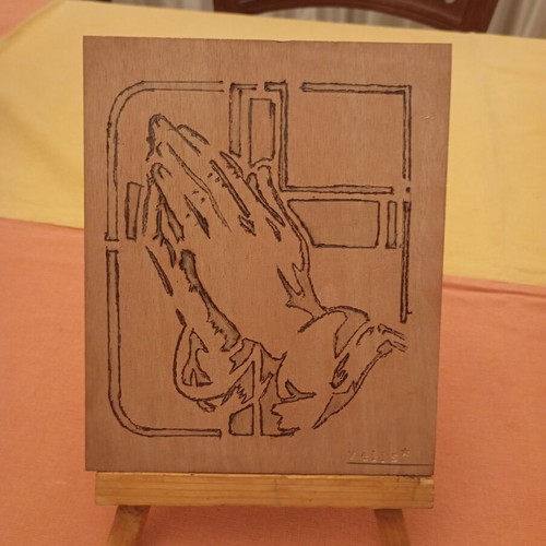 Handmade wooden pyrography artwork, new