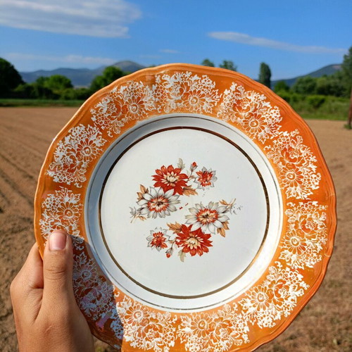 Vintage ceramic decorative plate used with floral design