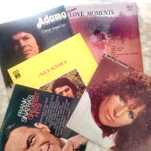 Vinyl LP records used, pack of 5, foreign songs 70s-80s