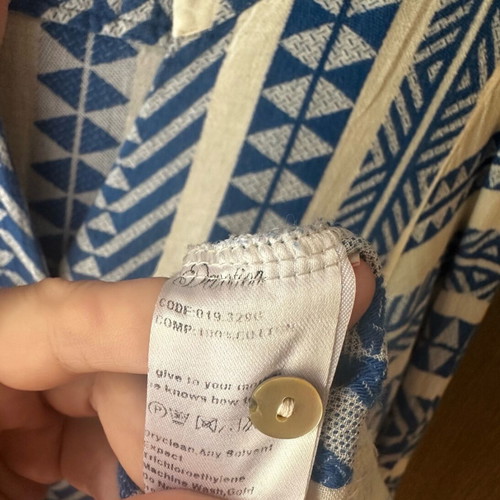 Devotion cotton long-sleeve dress like new, white and blue