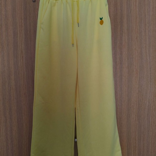 Shein Wide Leg Pants Medium lemon embroidery like new