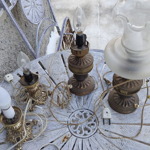 Vintage table lamps set of 4 used, ideal for restoration or DIY project