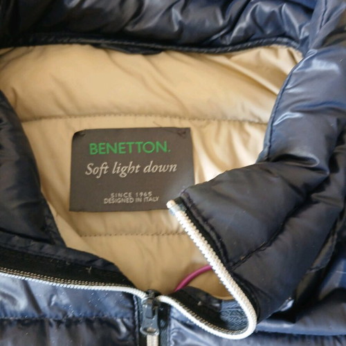 Benetton short blue padded jacket with hood