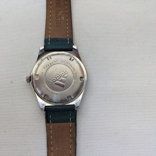 Adidas men's watch used with green leather strap