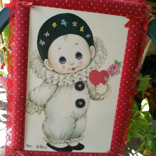Children's room painting used with red lace frame