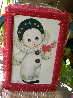Children's room painting used with red lace frame