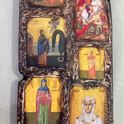 Byzantine Icon Composition 37x14 cm new, hand-finished