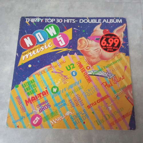 Now 5 double vinyl record collectible used, pop 1980-1985