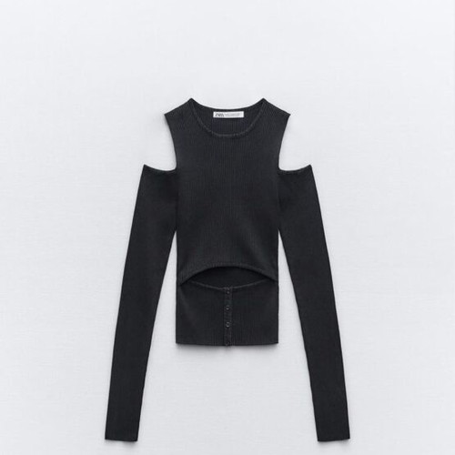 Zara blouse new with cut outs black size M