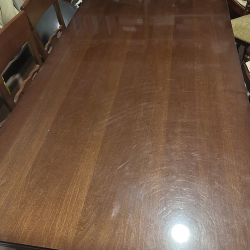 Wooden dining set with extendable table and 6 chairs, classic style