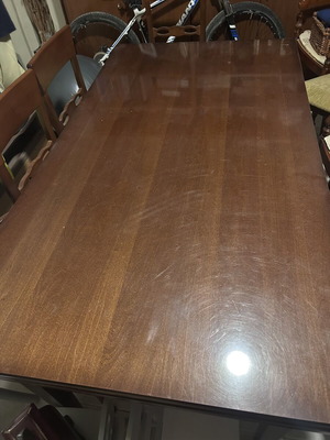 Wooden dining set with extendable table and 6 chairs, classic style