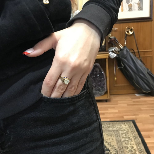 Vintage solitaire ring with 1.10ct diamond and blue enamel