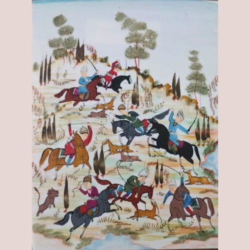 Persian traditional miniature painting used with Khatam frame