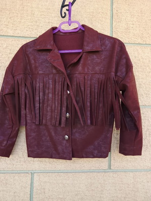 Burgundy short jacket with fringes, cowboy boho style