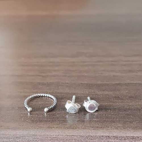 Set of 925 silver earrings like new (silver and gold plated)