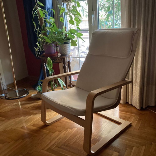 IKEA POANG armchair like new, birch wood, beige seat, set of two