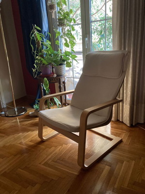 IKEA POANG armchair like new, birch wood, beige seat, set of two