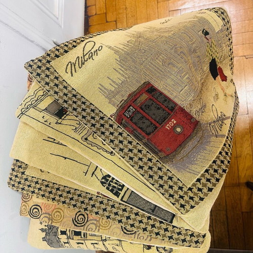 Vintage pillowcases used, pack of 6 with embroidered retro designs