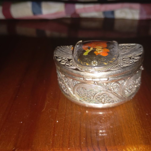 Retro decorative box used, Palekh miniature style