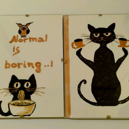 Two framed paintings set with acrylic colors and frames new