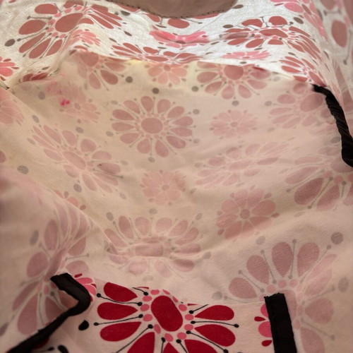 Drawstring backpack used with retro floral red flowers