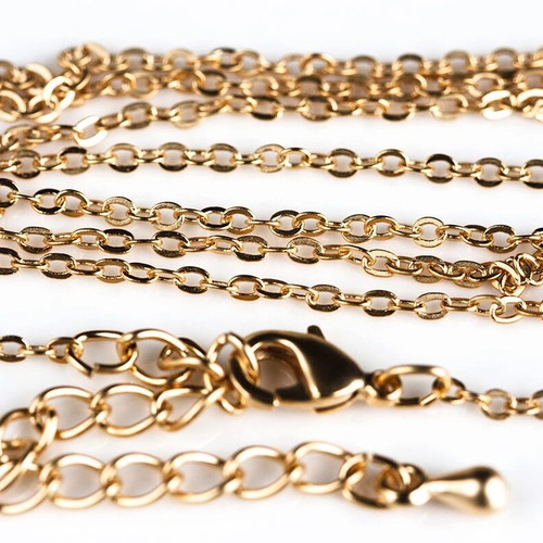 Gold plated necklace chain with clasp and extension, new