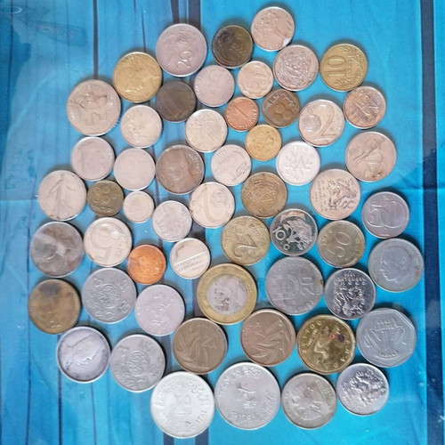 Coins used, set of 55 from various countries