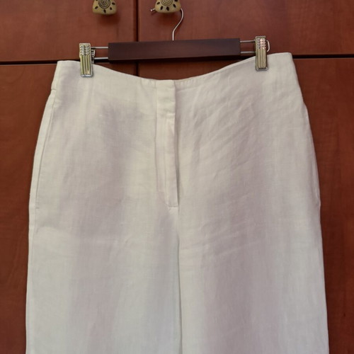Massimo Dutti white linen pants, straight wide leg
