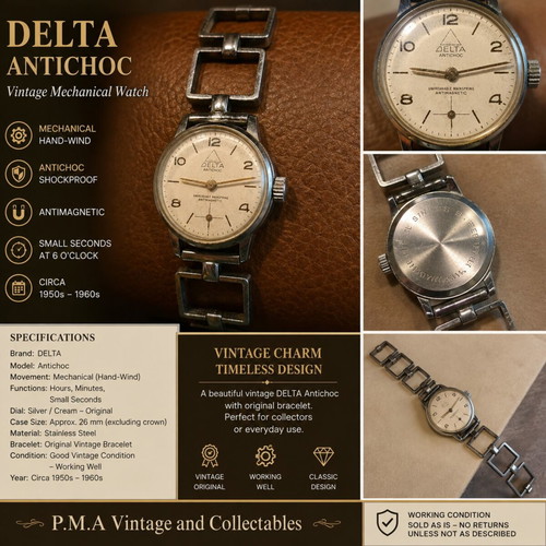 Delta Antichoc vintage mechanical hand-wind watch, women's