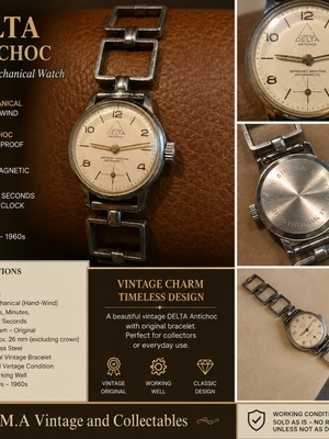 Delta Antichoc vintage mechanical hand-wind watch, women's