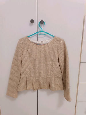 Herringbone blouse like new, jacket style, beige
