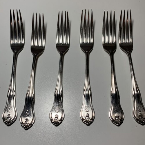 Art Deco Silver-Plated Forks used, set of 6 with hallmarks