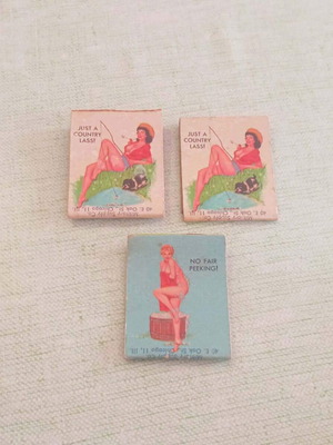 Vintage εξώφυλλα σπίρτων μεταχειρισμένα, σετ 3, pin-up art, Athenai NCO Open Mess