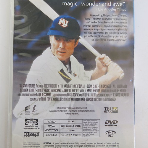 The Natural DVD used, dubbed with Robert Redford