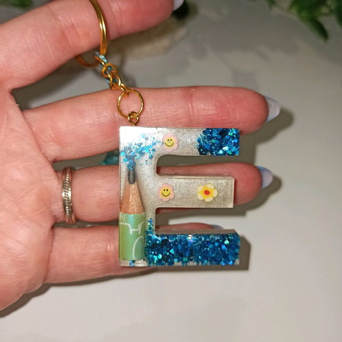 Handmade monogram keychain new made of resin