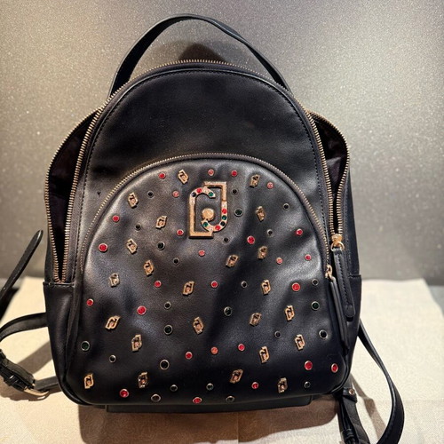 Liu Jo Black Leather Backpack like new with Stud & Jewel Details