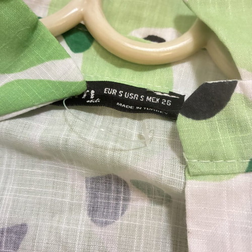 A.L.E. linen shirt green, size small, puffed shoulders