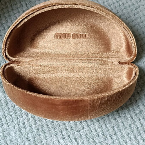 Miu Miu Velvet Sunglasses Case in Golden Miu Miu Accessories | Miu Miu Pink Velvet Hard Case For  main image 2