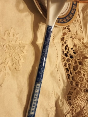 Porcelain spoon ST.DALFOUR vintage, unused, blue and white