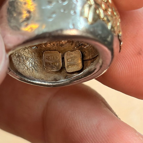 Silver gold ring 925/18k used, size 11/51