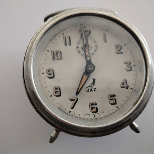 JAZ French wind-up table clock used, 1950s-60s