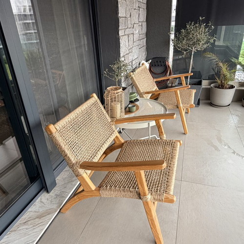 Rattan chair set with bench new