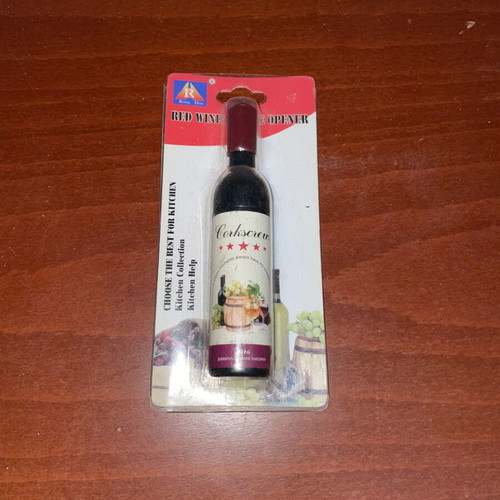 Corkscrew bottle-shaped wine opener, decorative